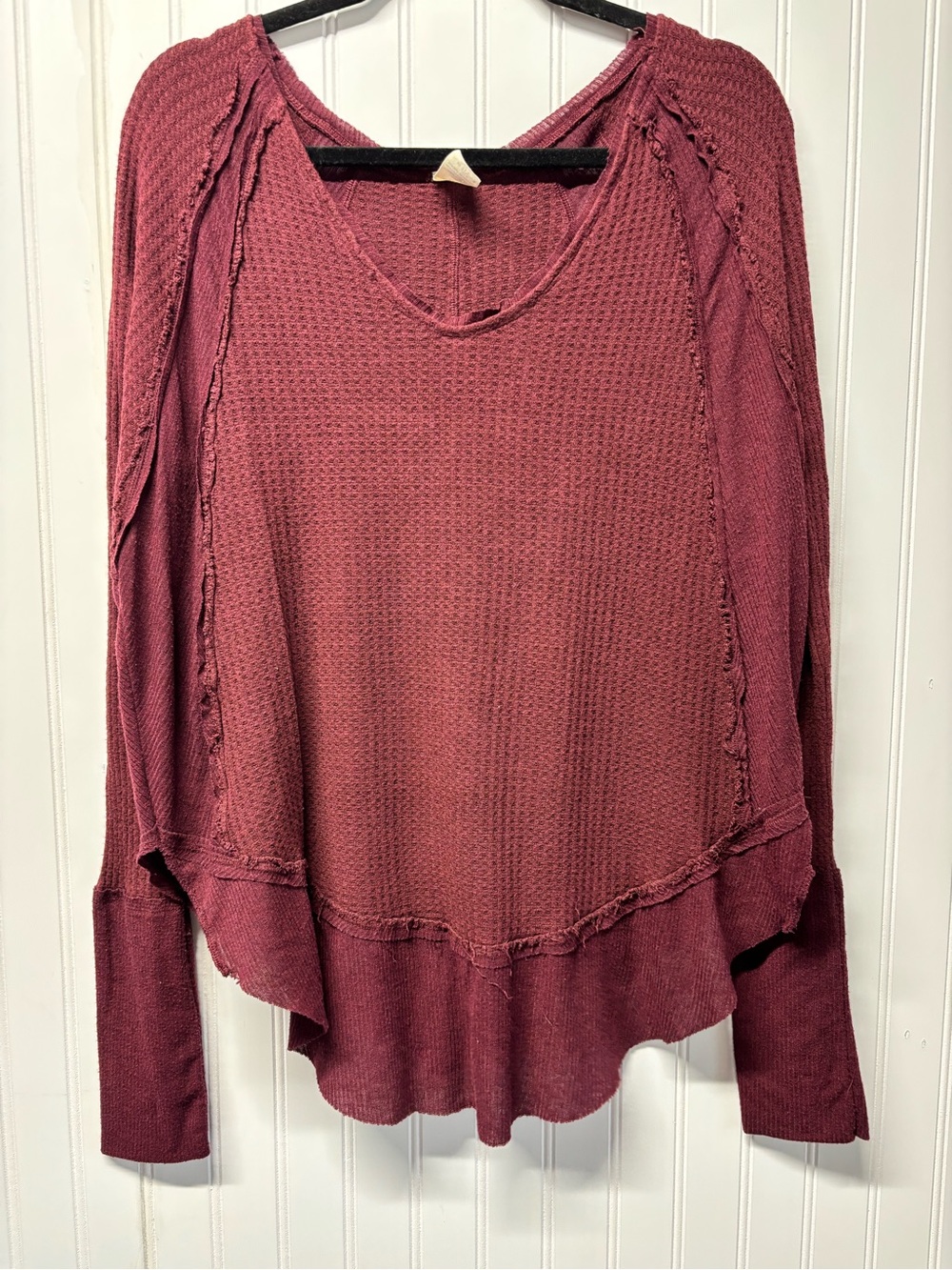 We The Free Burgundy Catalina Thermal Waffle Knit Oversized Boho Slouchy Sz M